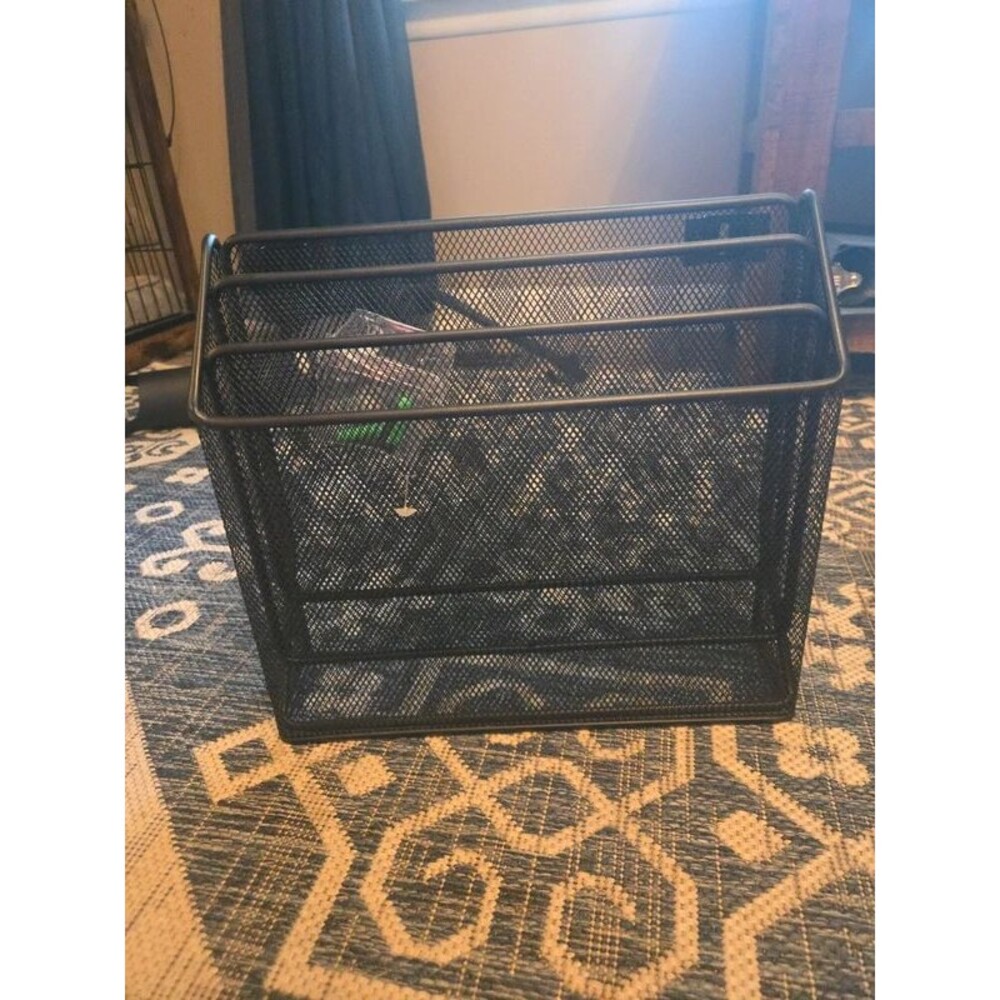 NWOT Black Mesh Desk File Organizer 4 Slot Letter Sorter Office Storage